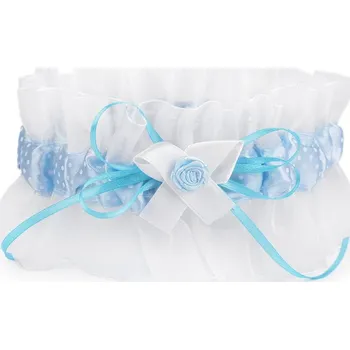 Podvazkový pás Svatební podvazek dvojitý šíře v rozmezí od 70-80 mm - 10 modrá pomněnková