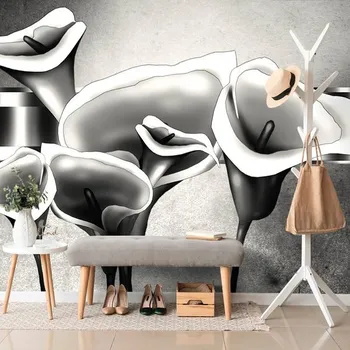 Tapeta Dovido Tapeta černobílé elegantní květiny kaly
