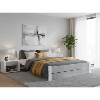 Nábytek Postel IKAROS DOUBLE 120 x 200 cm, beton/bílá Rošt: Bez roštu, Matrace: Matrace Coco Maxi 20 cm