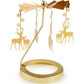 Vánoční dekorace Malý mini vánoční kolotoč - 6 zlatá jelen