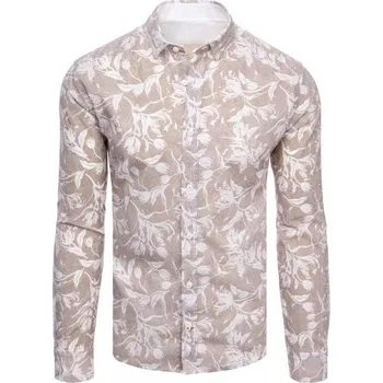 Pánská košile Buďchlap Atraktivní vzorovaná hnědá košile