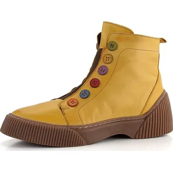 Dámské kozačky Karyoka dámský kotník s barevnými knoflíky žlutý 3100-493 - 37 | P680626