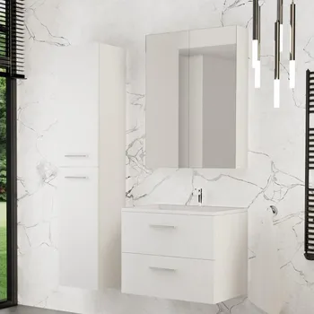 Koupelnový nábytek Koupelnová skříňka s umyvadlem KATE + zrcadlová skříňka + nástěnná skříňka bílá