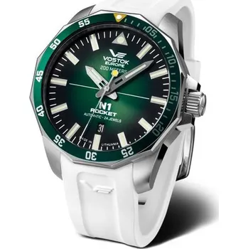 Hodinky Vostok Europe N-1 Rocket Automatic Line NH35-225A710S - Bílý silikonový řemínek + 5 let záruka a dárek ZDARMA