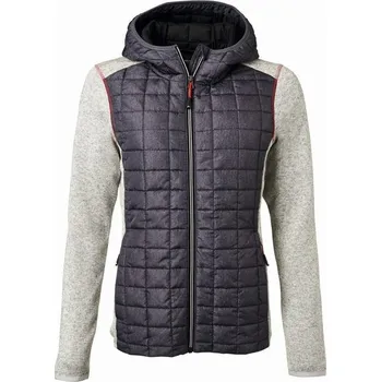 Dámská casual bunda James & Nicholson (Daiber) Dámská hybridní bunda JN771 - Světle šedý melír / antracitový melír | L