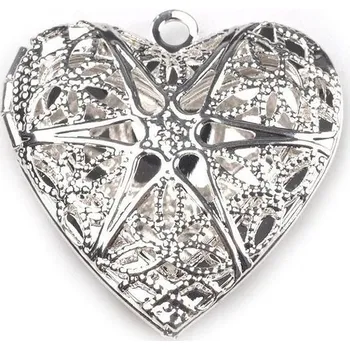 Náhrdelník Medailonek SRDCE 26x26mm otevírací - 1 stříbrná světlá