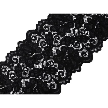 Krajka Elastická krajka / vsadka / běhoun šíře 15 cm METRÁŽ - 4 černá