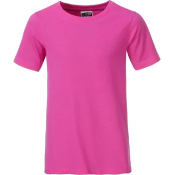 Chlapecké tričko James & Nicholson (Daiber) Klasické chlapecké tričko z biobavlny 8008B - Růžová | XS