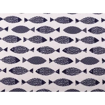 Bavlněná METRÁŽ / imitace lnu hrubší ryby - režná modrá