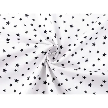 Balvněná látka / plátno hvězdy METRÁŽ - šíře 140cm - 5 bílá modrá tmavá