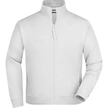 Pánská mikina James & Nicholson (Daiber) Pánská mikina na zip bez kapuce JN058 - Bílá | XL