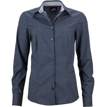 Dámská košile James & Nicholson (Daiber) Dámská luxusní košile Dots JN673 - Tmavě modrá / bílá | XL