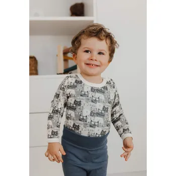 Kojenecký body Dvouvrstvé merino body s bambusem dlouhý rukáv SAFA - šedá kočka Velikost: 50/56