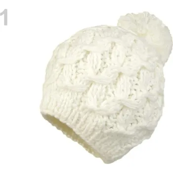 Čepice Pletená čepice s bambulí - 1 krémová nejsvět.