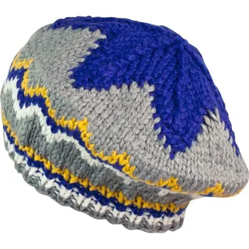 Kšiltovka Teplá čepice - baret s květy modrá