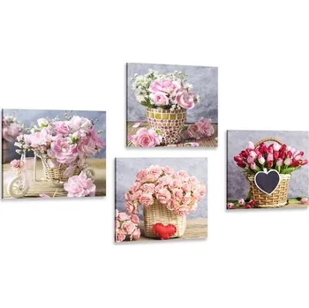 Obraz Dovido Set obrazů kytice květin ve vintage provedení