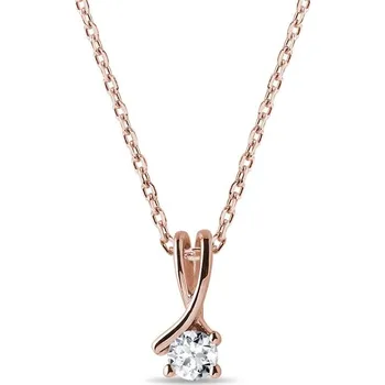Náhrdelník Náhrdelník stužka s briliantem v růžovém zlatě KLENOTA