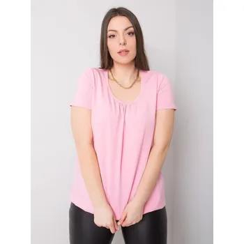 Světle růžová bavlněná halenka plus size - 3XL