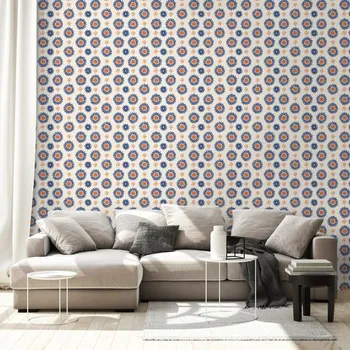 Tapeta Dovido Samolepící tapeta oranžovo-modré květinové kruhy