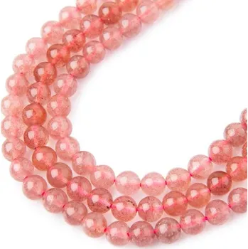 Přívěsek Korálky z minerálu Jahodový křišťál 4 mm