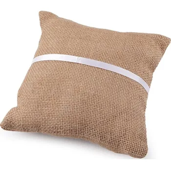 Polštář Svatební polštářek jutový 19x19 cm - režná přírodní