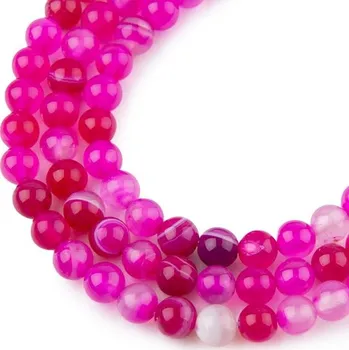 Korálek Korálky z minerálu Růžový achát pruhovaný 6 mm