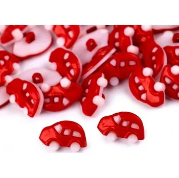 Knoflík Knoflík dětský velikost 26" auto 25 ks - 2 červená