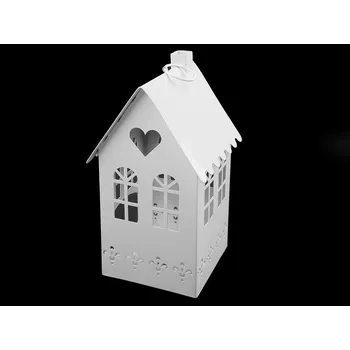 Svícen Kovový svícen domeček - bílá