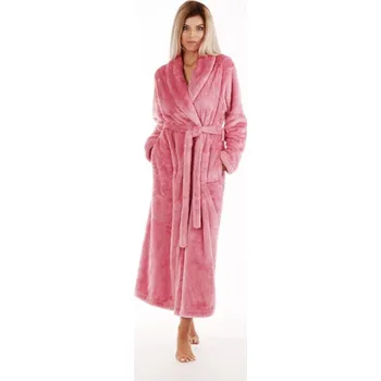 Dámský župan Dámský dlouhý hřejivý župan se šálovým límcem LILLY EXTRA růžová - L