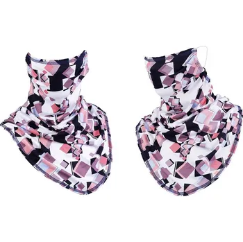 Šála Šátek včetně roušky 2v1 vzorovaný - 11 bílá lila