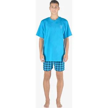 Pánské pyžamo Pánské pyžamo krátké pánské, šité, s potiskem Pyžama 2023 79156P - dunaj lékořice - L