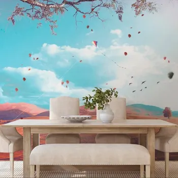 Tapeta Dovido Tapeta padající listí v podzimní krajině modrá