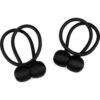 Příslušenství pro záclonu a závěs Dekorační úvaz / šňůra na závěsy s magnetem 2 kusy - 10 černá