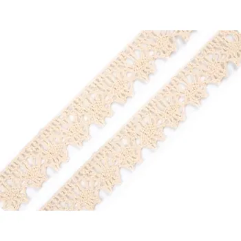 Krajka Bavlněná krajka šíře 15 mm paličkovaná balení 18 METRŮ - 3 béžová světlá