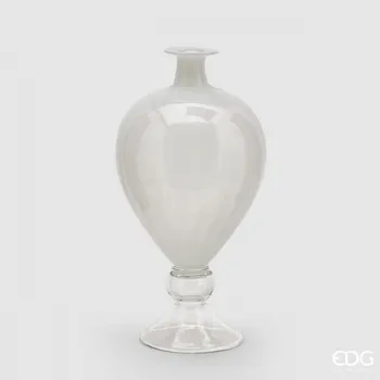 Váza Skleněná váza Anfora bílá, 48x24 cm