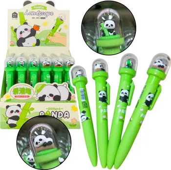 LEAN Zelené Gelové Pero s Pandou v Kopuli Modrý Inkoust 0,5 mm