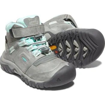 Dětská treková obuv trekové boty dětské KEEN RIDGE FLEX MID WP CHILDREN grey/blue tint - 26