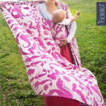 Šátek na nošení dítěte Fidella Sirens raspberry - délka 4,2m