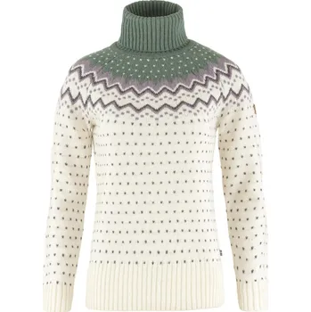 Dámská mikina svetr dámský FJÄLLRÄVEN Övik Knit Roller Neck W Chalk White-Patina Green - XL