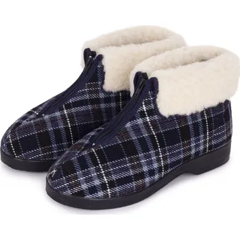 Chlapecké bačkory Vlnka Pánské kotníkové bačkory s Merino vlnou na zip Olda káro velikost obuv dospělí 48