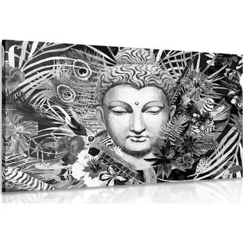 Obraz Dovido Obraz Budha na exotickém pozadí v černobílém provedení