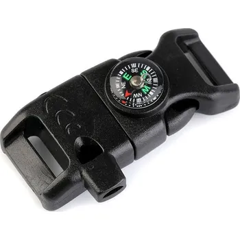Spona trojzubec s píšťalkou a kompasem šíře 15 mm - 2 černá