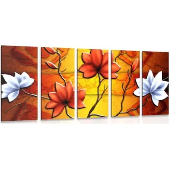 Obraz Dovido 5-dílný obraz květiny v etno stylu