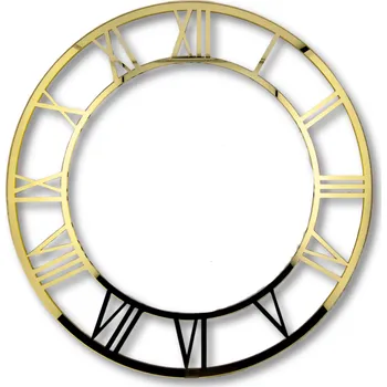 Ciferník s římskými čísly - samolepící - zrcadlový - zlatý - průměr 40cm