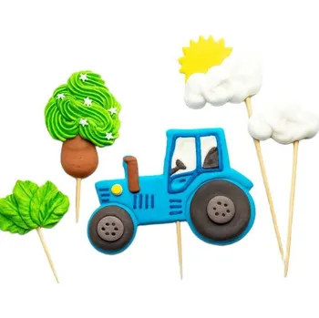 Jedlá dekorace na dort Cukrová figurka zápich na dort traktor - K Decor