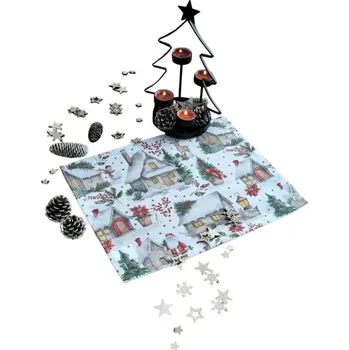 Vánoční dekorace LKV Lomnice Textilní prostírání Vánoce - 1 ks - domečky