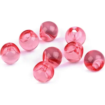 Knoflík Plastový transparentní korálek / knoflík Ø13 mm 10 g - 3 červená