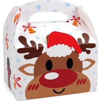 Vánoce Vánoční dárková krabička sob, Mikuláš - 1 bílá sob