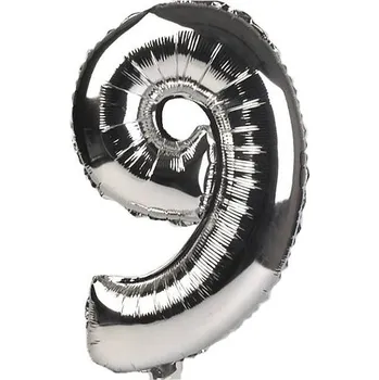 Balónek Nafukovací číslice - 9 "9" stříbrná