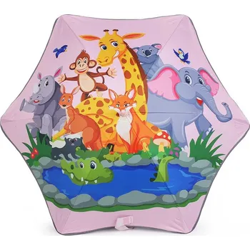 Deštník Dětský deštník s reflexním lemem - 2 růžová sv. zvířátka